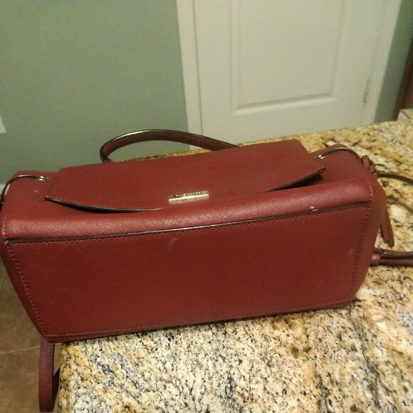 Kate Spade rn 0102760 Maroon Medium Satchel Handbag W/ Crossbody Strap - Picture 4 of 12